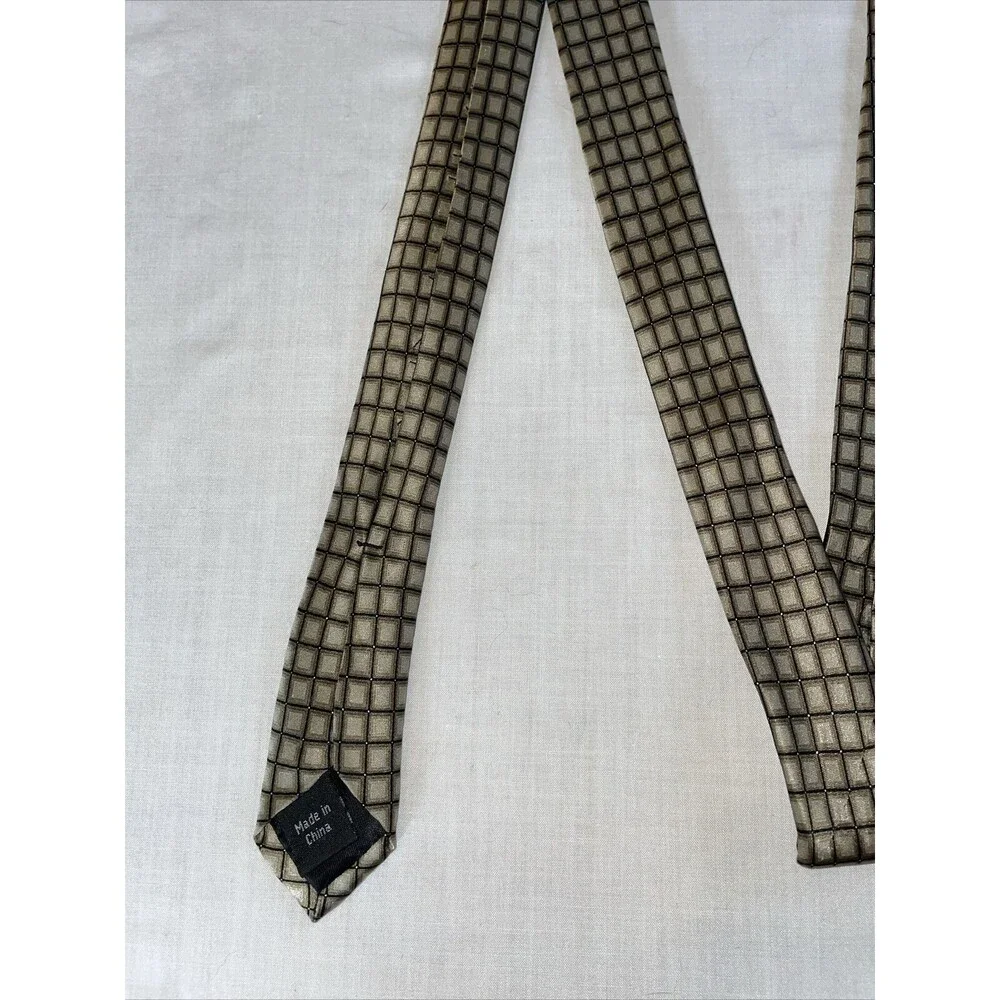 Don Loper Beverly Hills Dress Tie Mens Size 62” Gold Geometric 100% Silk Formal